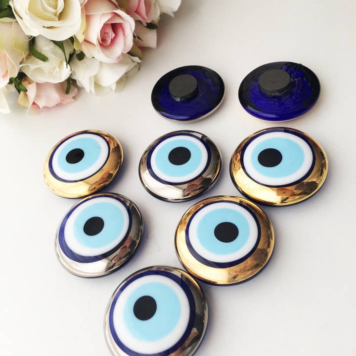 Evileyefavor - Wholesale Magnet - Glass evil eye magnet, gold and silver evil eye charm4