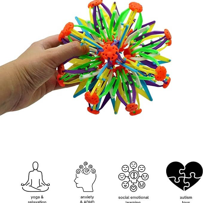 4E's Novelty - Wholesale Fidget Toy - Kids - Expandable Breathing Ball - Stress Reliever Fidget Toys (Colors May Vary) for Yoga, Anxiety, Relaxation - Expanding Sphere from 5.6" to 12.5" for Kids & Adults by 4E's Novelty5