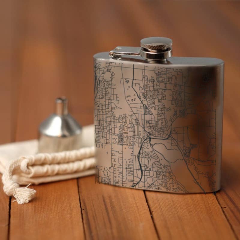 JACE.design - Wholesale Flask - Redmond WA Map Hip Flask0