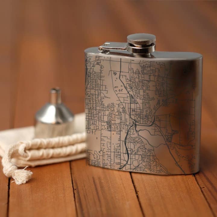 JACE.design - Wholesale Flask - Redmond WA Map Hip Flask0