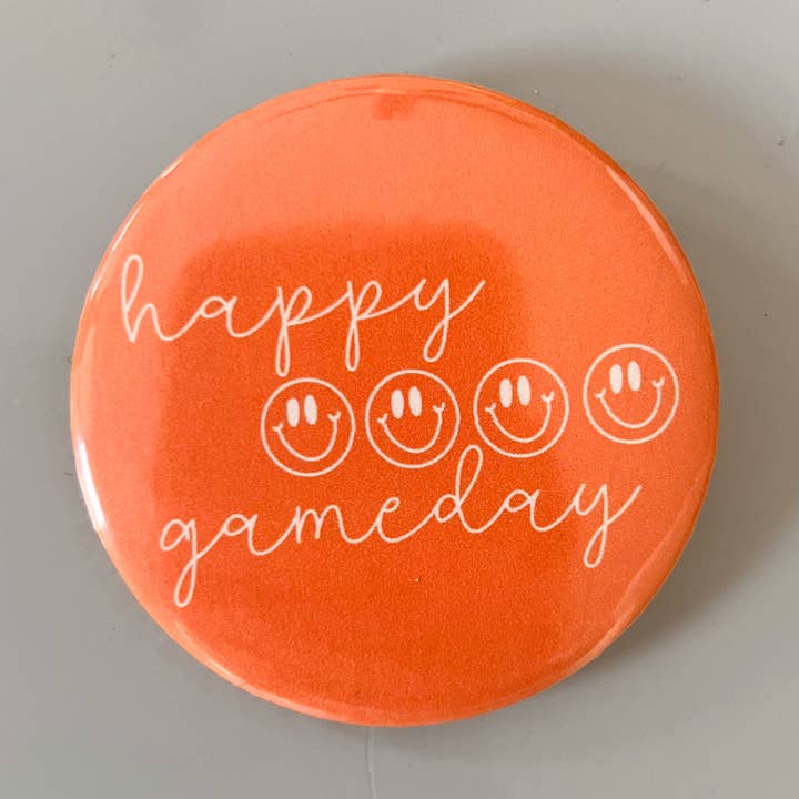 Happy Gameday Button for wholesale by StellabluandCo.