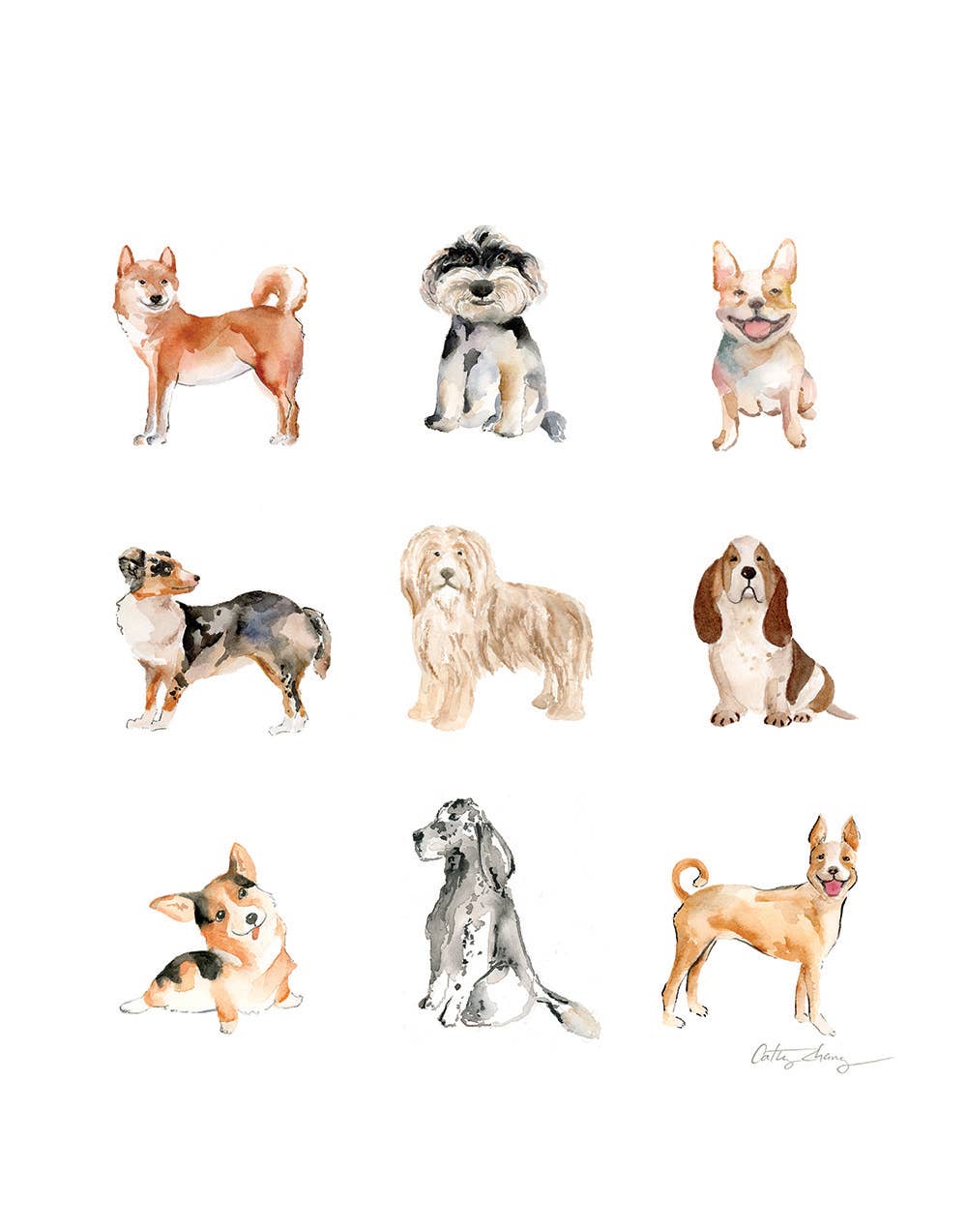 Easy Sunday Club - Wholesale Art Print - Dog Party Watercolor Art Print1