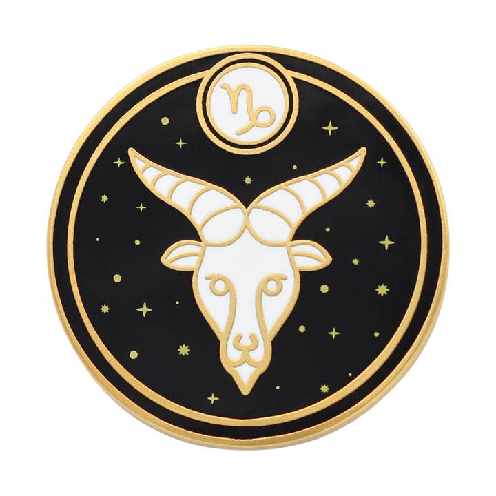 Spille smaltate astrologiche, con segno zodiacale, astrologia, capricorno per la vendita all'ingrosso da parte di Real Sic