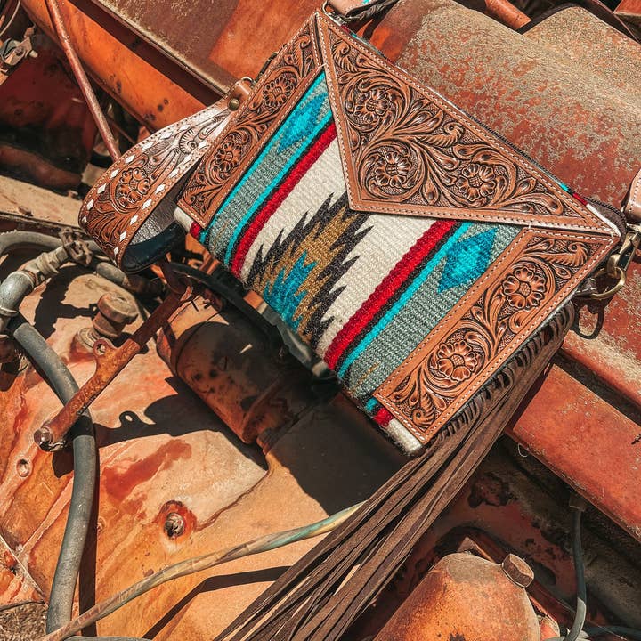 Haute Southern Hyde - Wholesale Crossbody Bag - Women's - The Santa Cruz Leather Tooled Purse