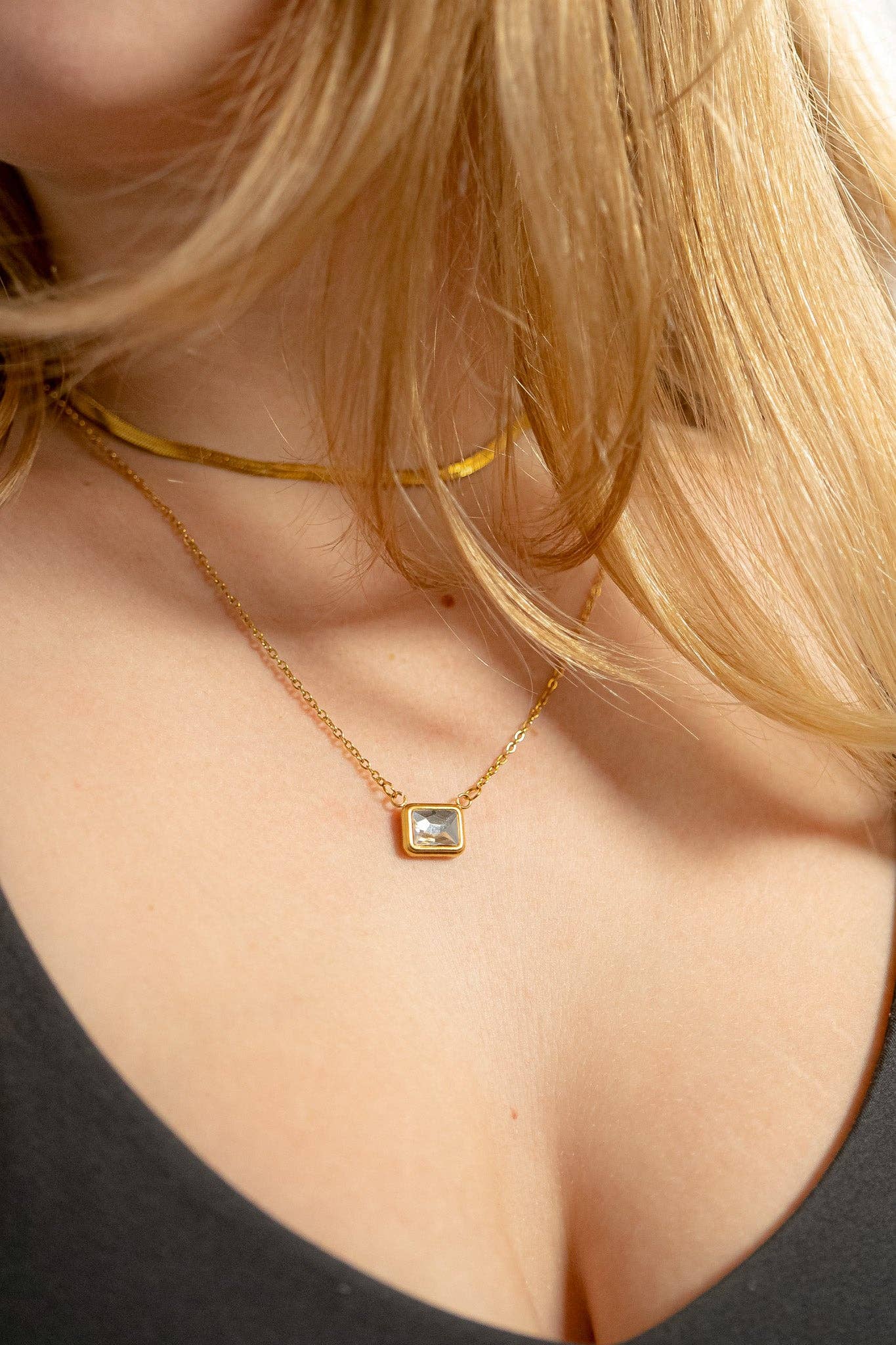 WJW - Wholesale Individual Charm/Pendant - 18K Gold PVD Emerald Birthstone Connector Charm 11mm7