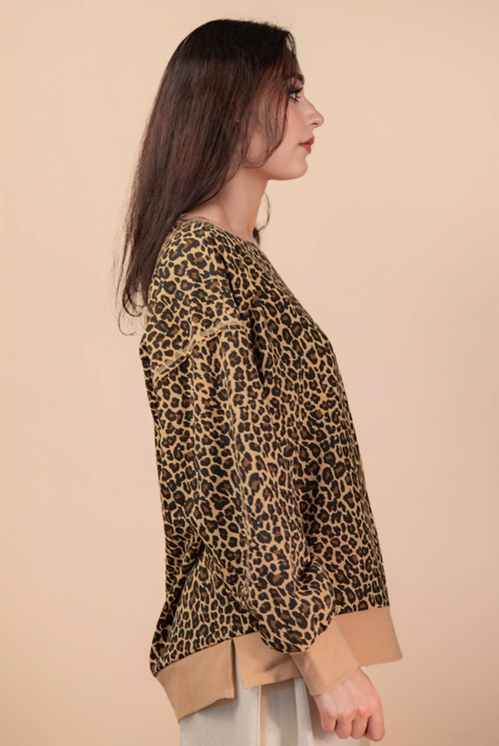 VERY J - Wholesale Knit Top - Women's - NT12318-Leopard & Camo Printed Knit Casual Top3