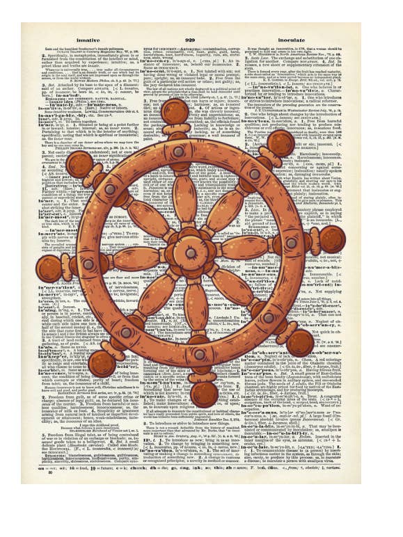 Tema nautico, mare, stampa dizionario vintage per la vendita all'ingrosso da parte di Crazilyhumbledesigns