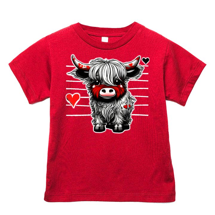 Highland Cow Love Tee, Red (Infant, Toddler, Youth, Adult) for wholesale by Micro Me