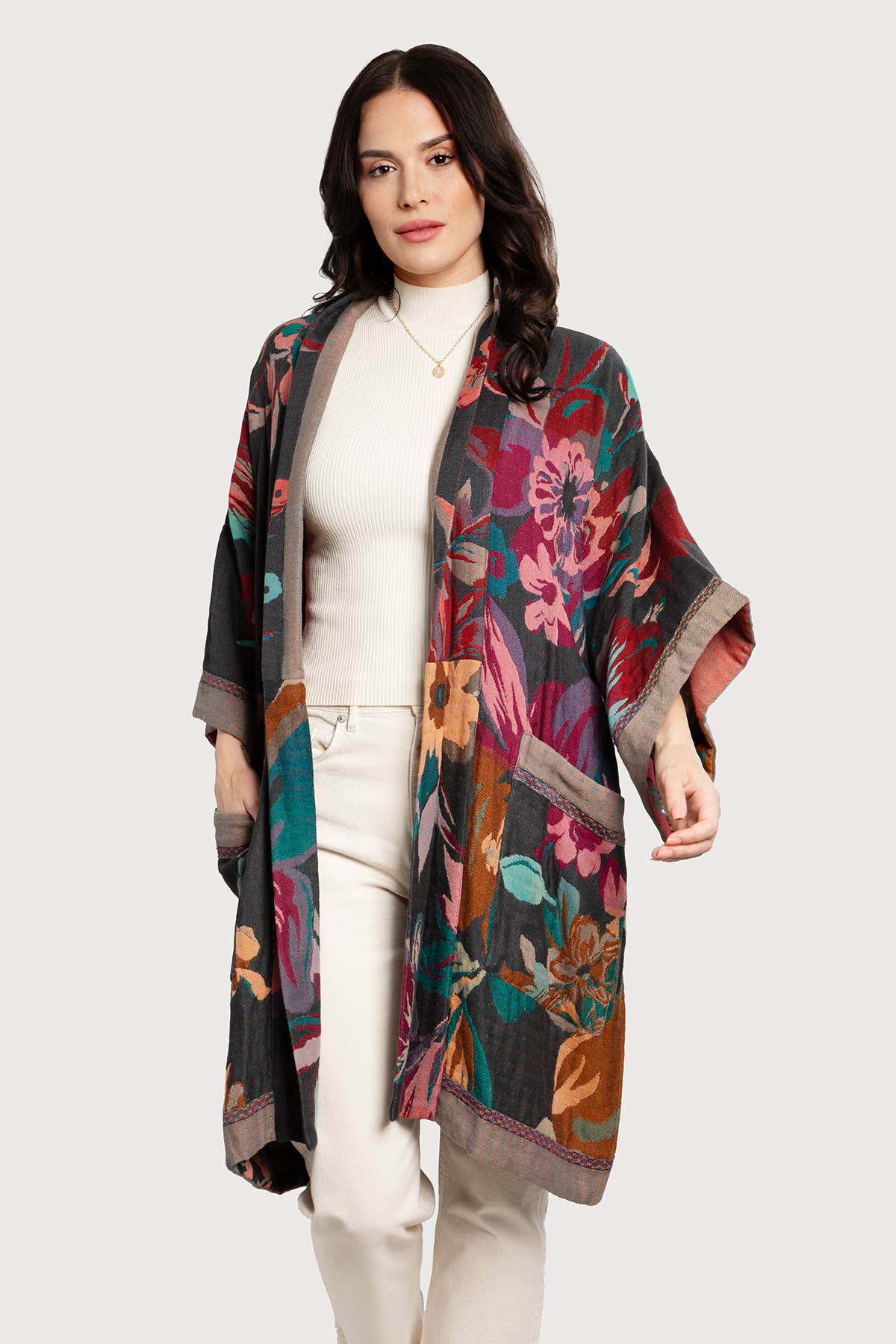 SAACHI - Wholesale Jacket - Women's - Floral Kimono Cotton Jacket for Fall0