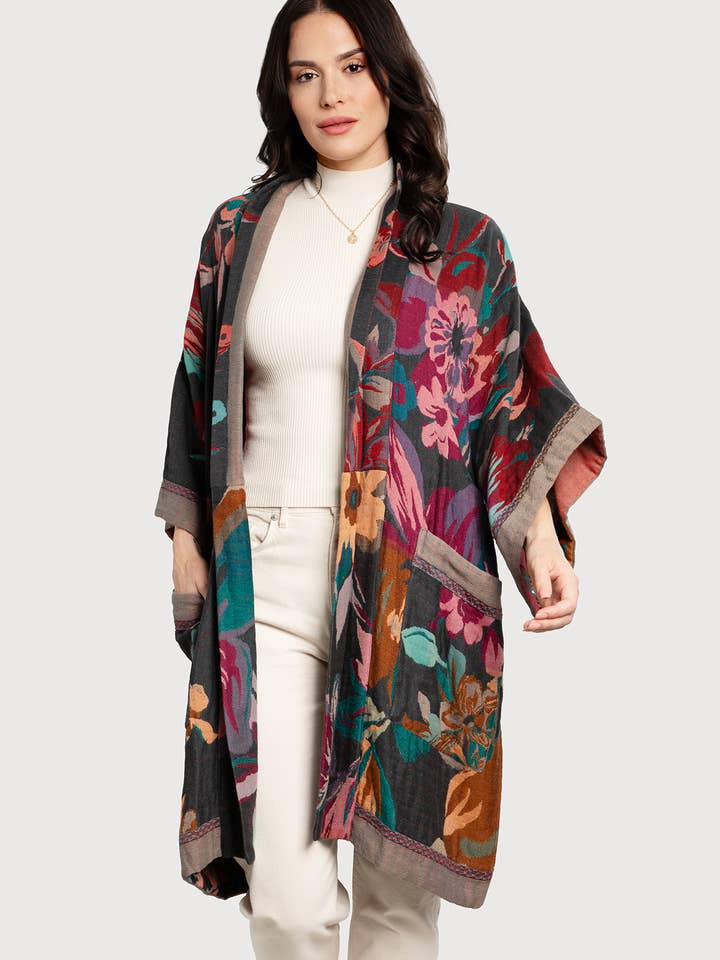 Kimono-katoenen jas met bloemenprint voor de herfst voor wholesale door SAACHI