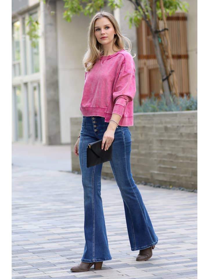 42POPS – Großhandel Sweatshirt – Damen – , French Terry Gewaschene Crop Pullover Kollektion25