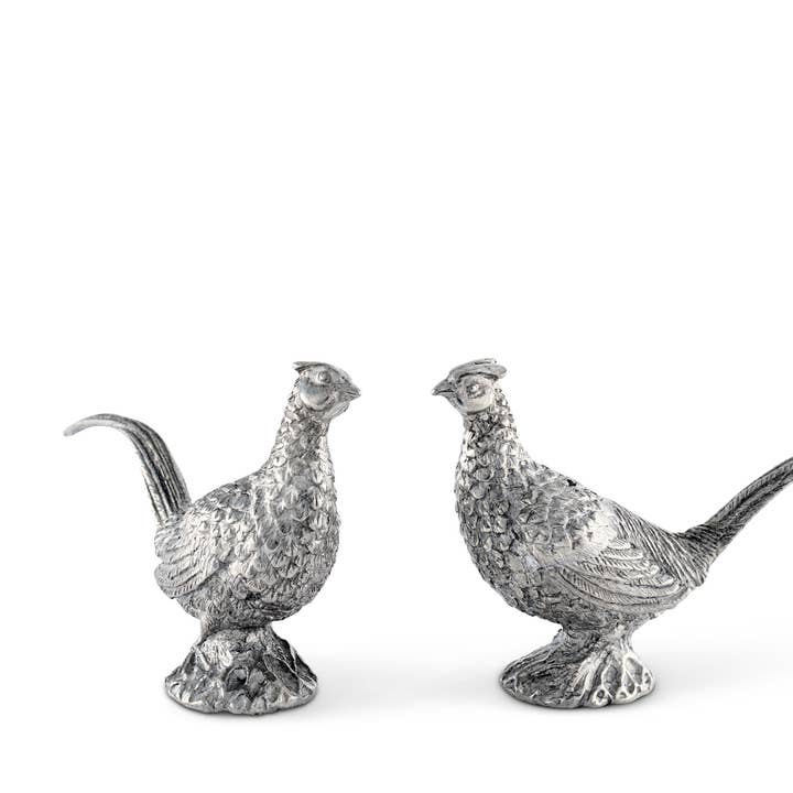 Vagabond House - Wholesale Salt & Pepper Shaker Set - Pewter Pheasants Salt & Pepper Set