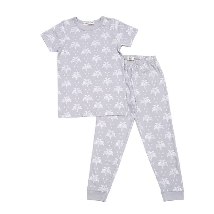 Palms and Pineapples in Grey Pyjama Set for wholesale by Organic Nights
