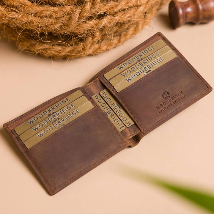 Redbrick - Wholesale Wallet - Men's - Woodbridge Men's Bifold Rustic Brown Leather Wallet