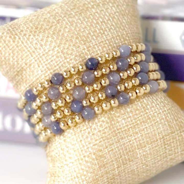 Tanzanite Guld Pärlarmband Stack för wholesale av Marla Jade