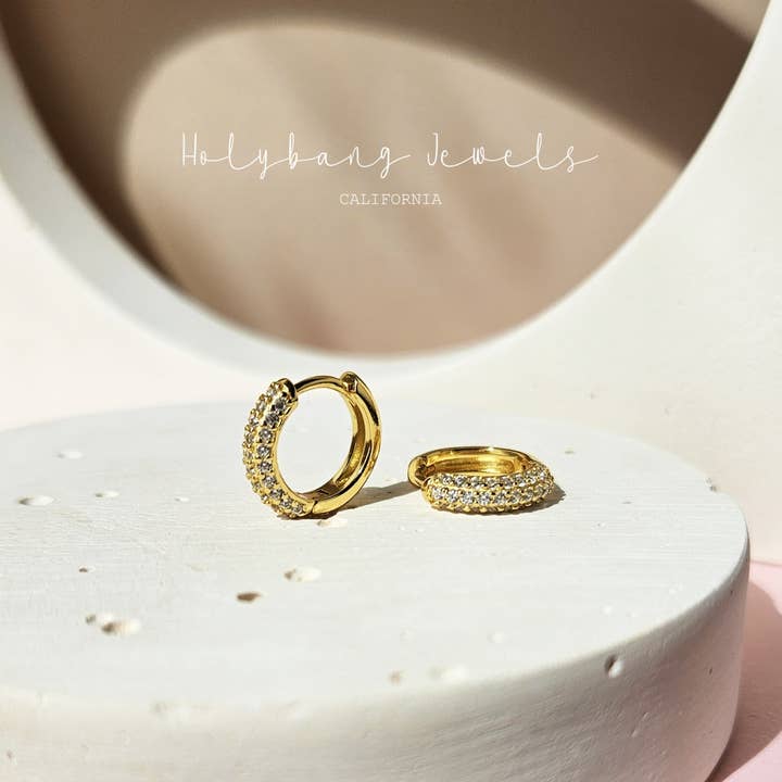 HolyBang Jewels - Wholesale Huggie Earrings - PAVE CZ DAINTY HUGGIE EARRINGS - E-HT1161
