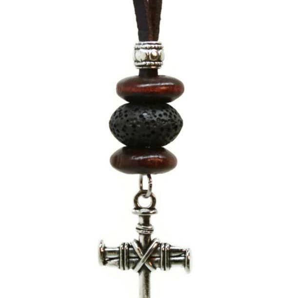 Destination Oils – wholesale Aromatherapy necklace – Nailed Cross Religious Men's Essential Oil Diffuser Necklace