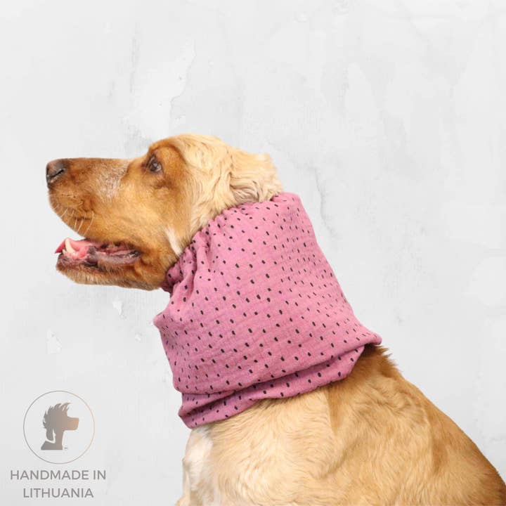 Distinguish Me - Wholesale Pet Snood - Dog - Cotton Dog Snood – Lightweight Muslin | Dots in Ash Pink