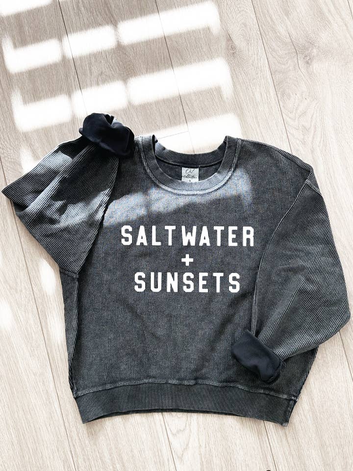 Sudadera Recortada Térmica Vintage SALT WATER AND SUNSETS para venta al por mayor de OAT COLLECTIVE