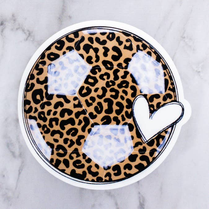 Fodbold Leopard hjerte klistermærke for engroshandel hos MaMarie & Co.