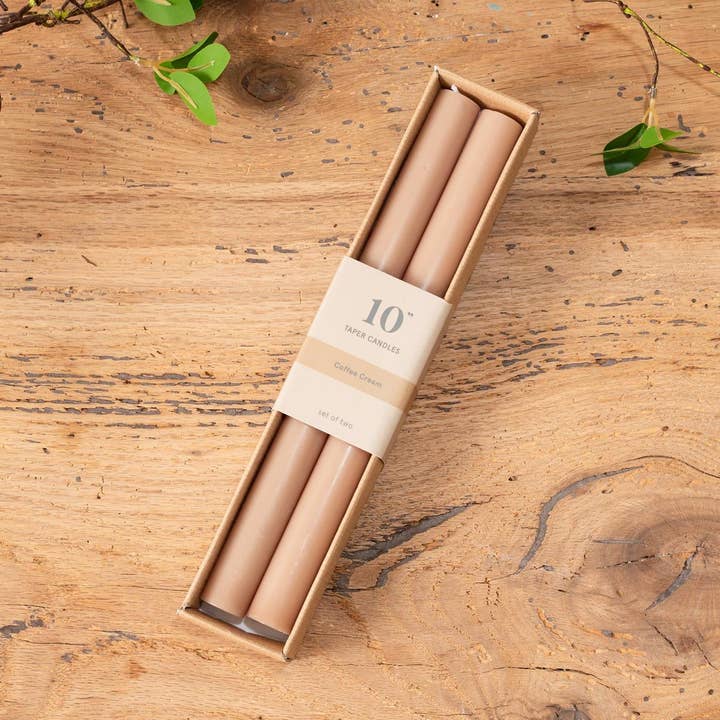 Audrey's Home & Gift - Wholesale Tapered Candle/Candlestick - Coffee Cream Taper Candle 10 in. (Set of 2) (Pk/08 Sets)0