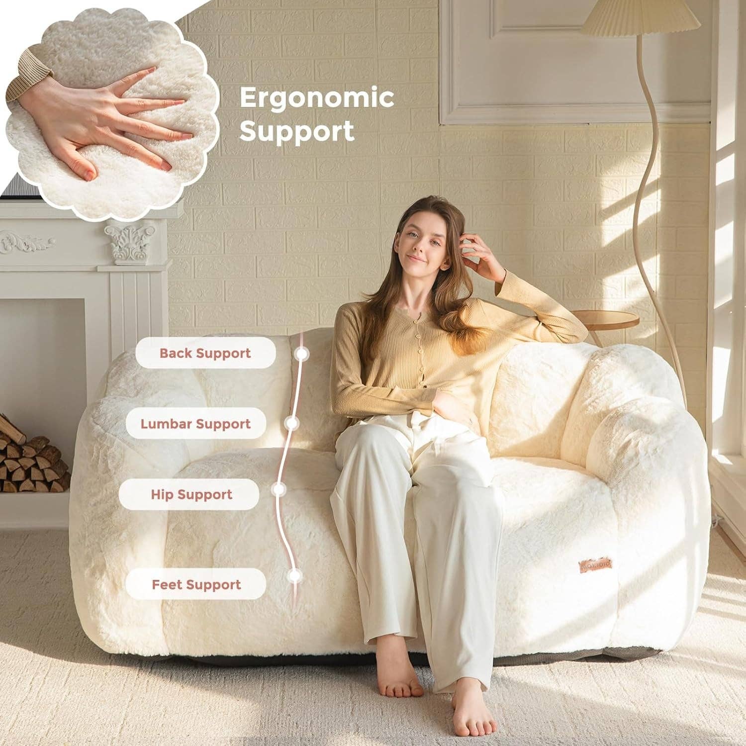 Beige Floral Shaped Bean Bag Sofa For Adults Living Room for wholesale on Faire4