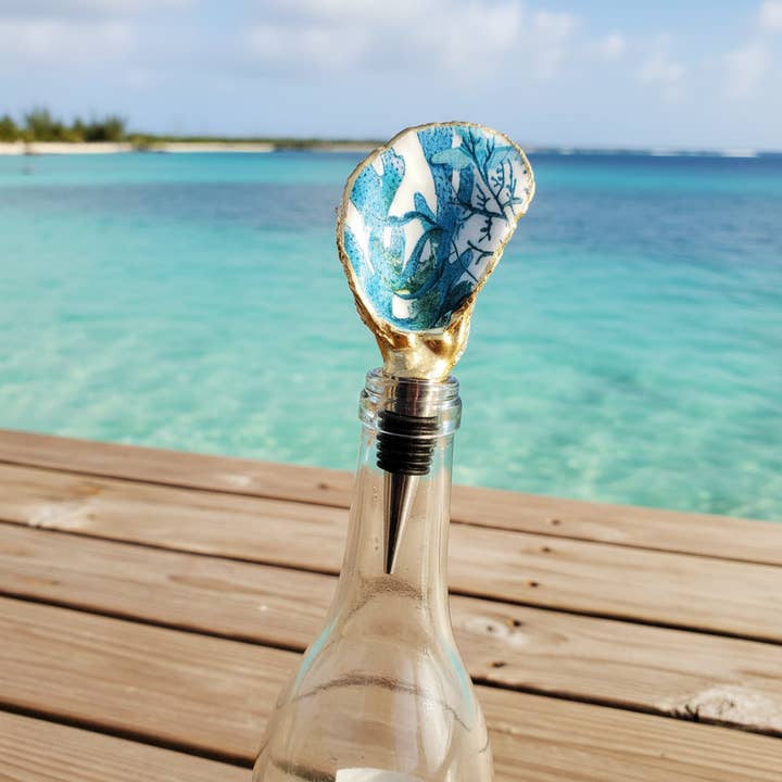 Ocean Breeze Oyster Shell Wine Stoppers for wholesale by Shell Yeah By Jaks LLC