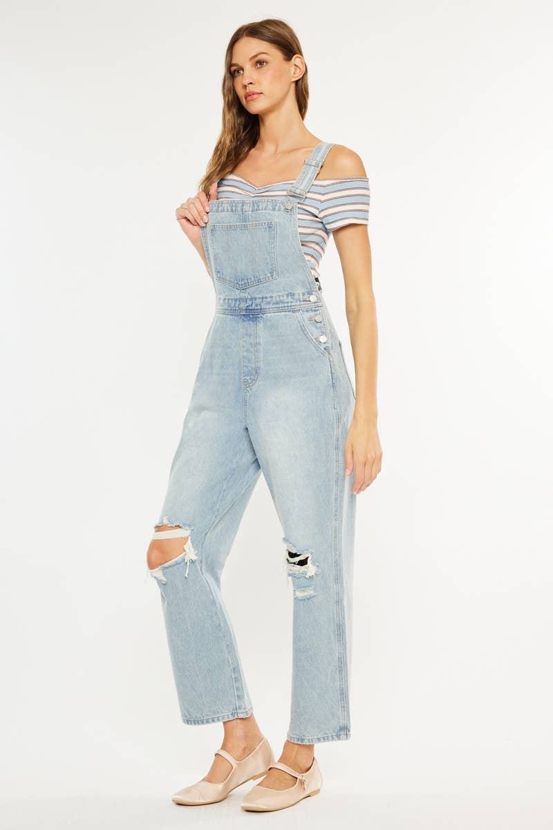 LIGHT 90s DISTRESSED DENIM OVERALL-KC1707L for wholesale on Faire4