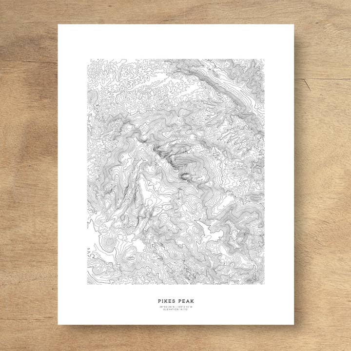 Pikes Peak Topographische Karte Kunstdruck für den Großhandel von Topographia Design