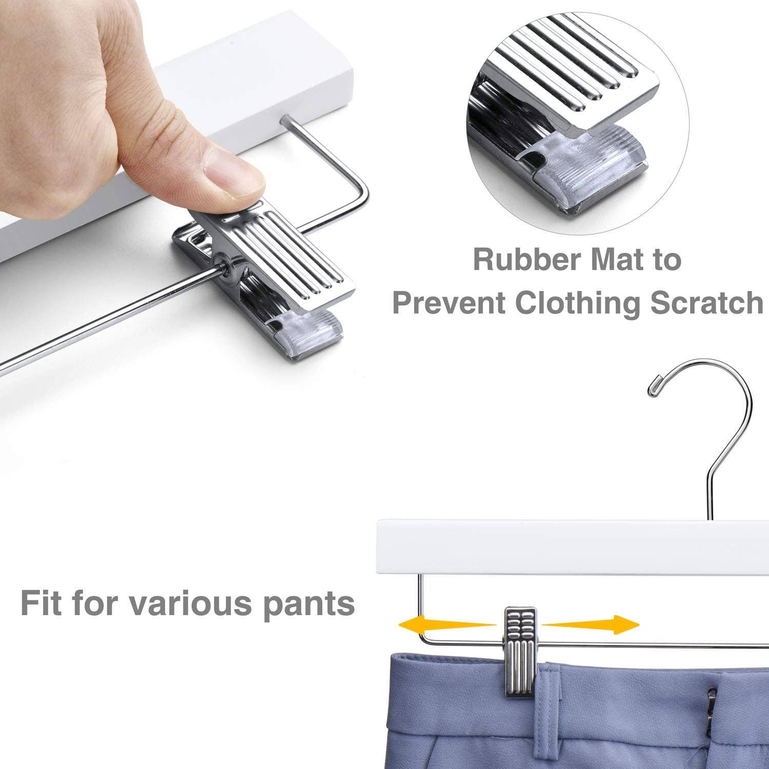 Only Hangers - Wholesale Clothes Hangers - White Wooden Pant-Skirt Hanger5