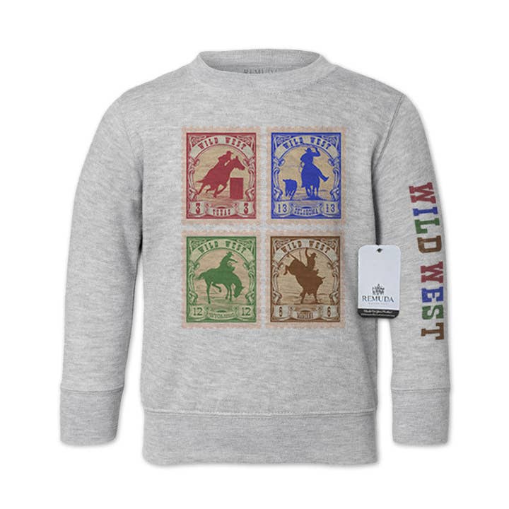 Wild West Rodeo Stamps - Western Toddler Sweatshirt for wholesale by Remuda Western Wear