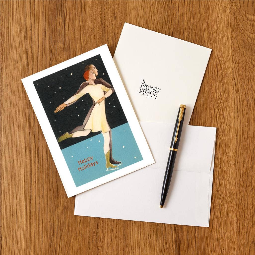 Found Image Press - Wholesale Stationery/Notecard Set - Greeting Card MC-496 Elegant Couple Ice-Skating1