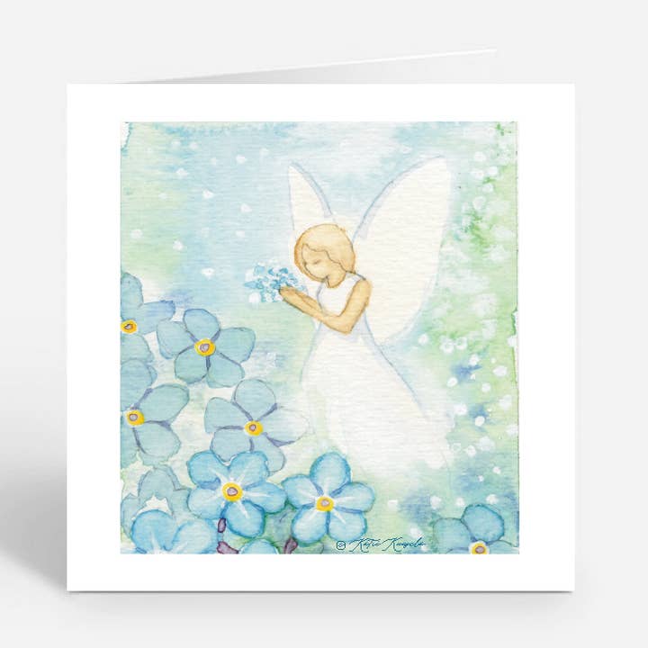 Blue Angel Watercolor Greeting card for wholesale by Rosenheart