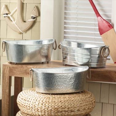 Tinas de bebidas de aluminio con asas de yute para venta al por mayor de India Handicrafts Inc