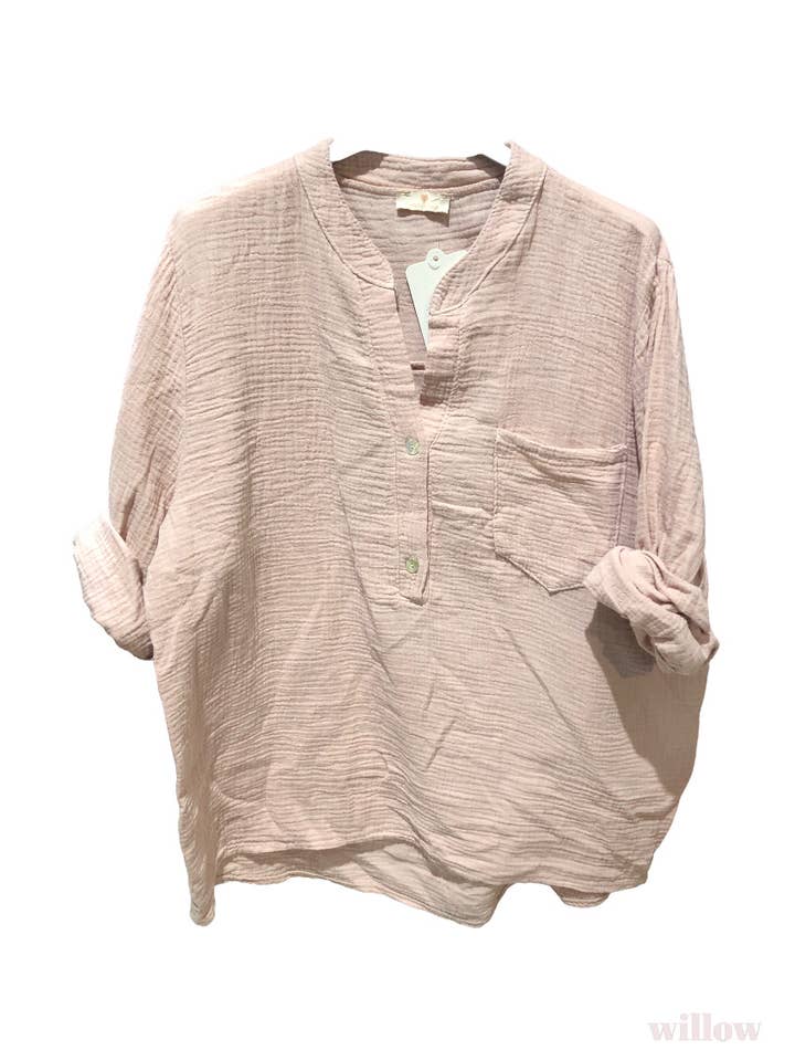 Moonsun - Wholesale Button Down Shirt - Women's - #80641 button down cotton gauze shirt with straight collar10