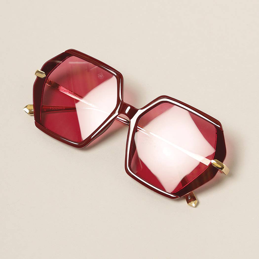  ASSORTED Women's Hexagonal Gold Leg Sunglasses for wholesale on Faire12