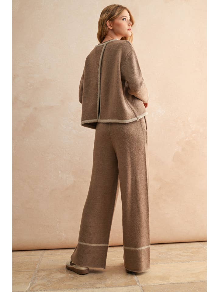 MIOU MUSE - Wholesale Pants - Women's - P3854ST COLOR CONTRASTED DETAIL KNITTED PANTS7