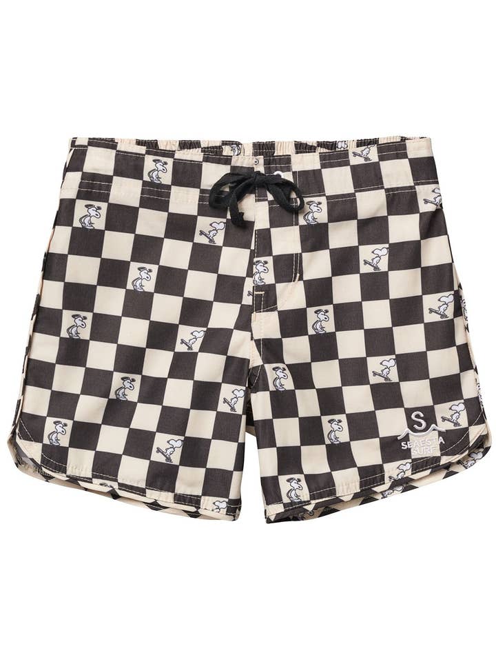 Seaesta Surf – wholesale Shorts – Kids – Seaesta Surf x Peanuts® Black & White Checkerboard Boardshorts / Strand0