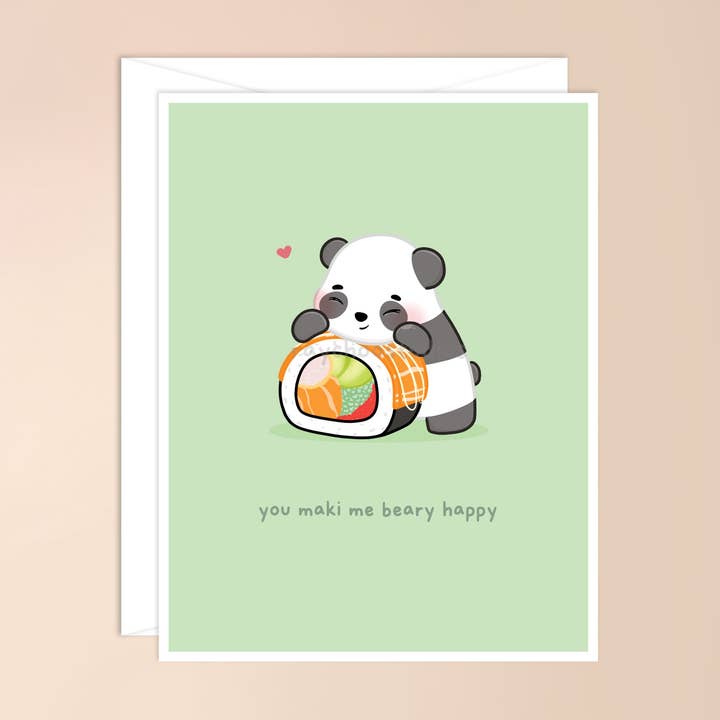 Carte de vœux « You Maki Me Beary Happy » pour la vente par Raychoo Studios Inc.