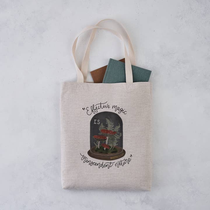 "Effective Magic is Transcendent Nature" Gothic Tote Bag for wholesale by Bookishly (No US Import Fees)