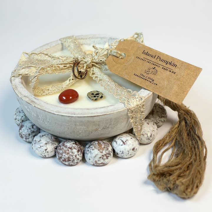 Hand-Poured Boho Dough Bowl Candle – Rustic Wooden for wholesale by Maris & Moon Candle Co.