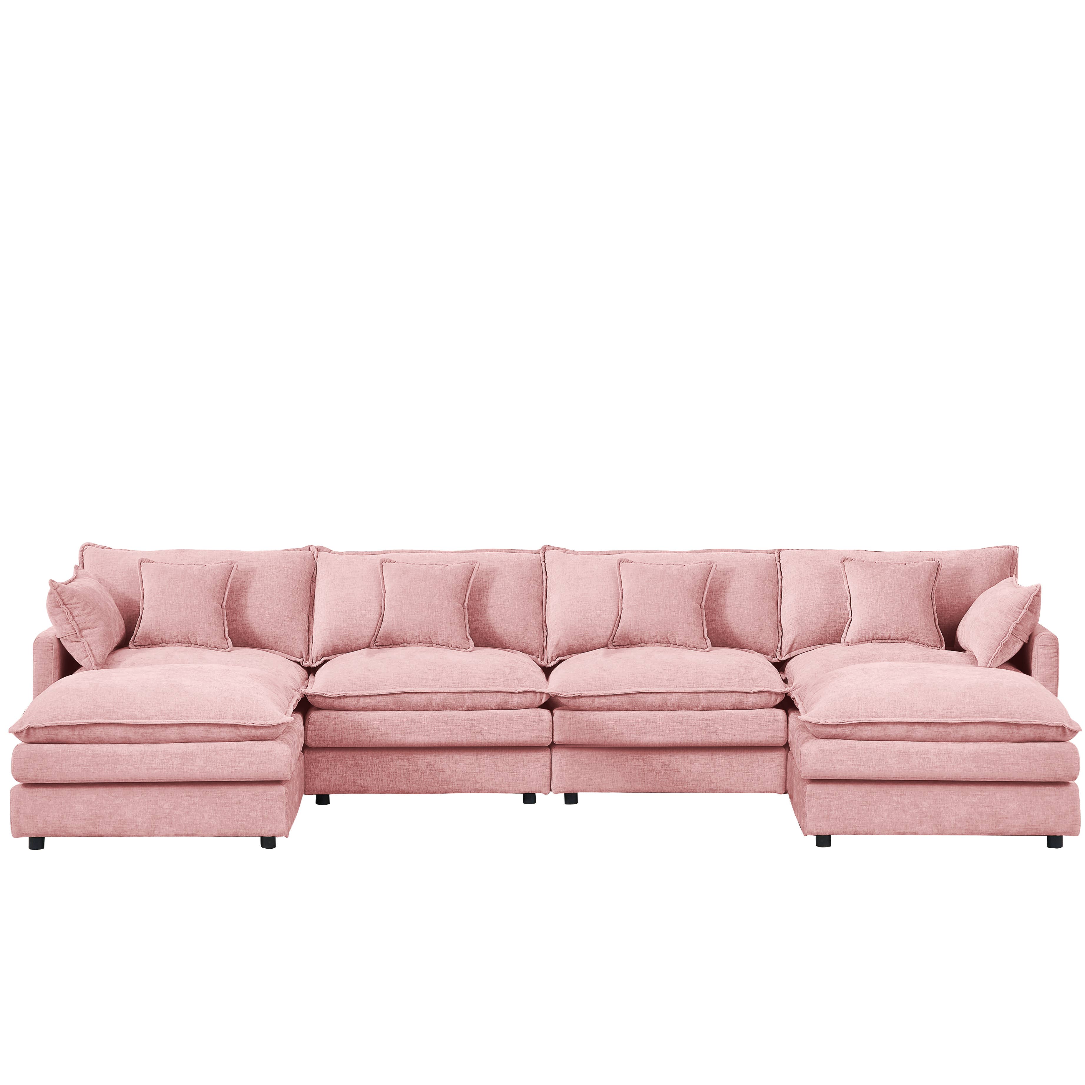 39F Inc. - Wholesale Sofa - Lunara 130" U-Shaped Sectional Sofa w 2 Ottomans,7 Colors4