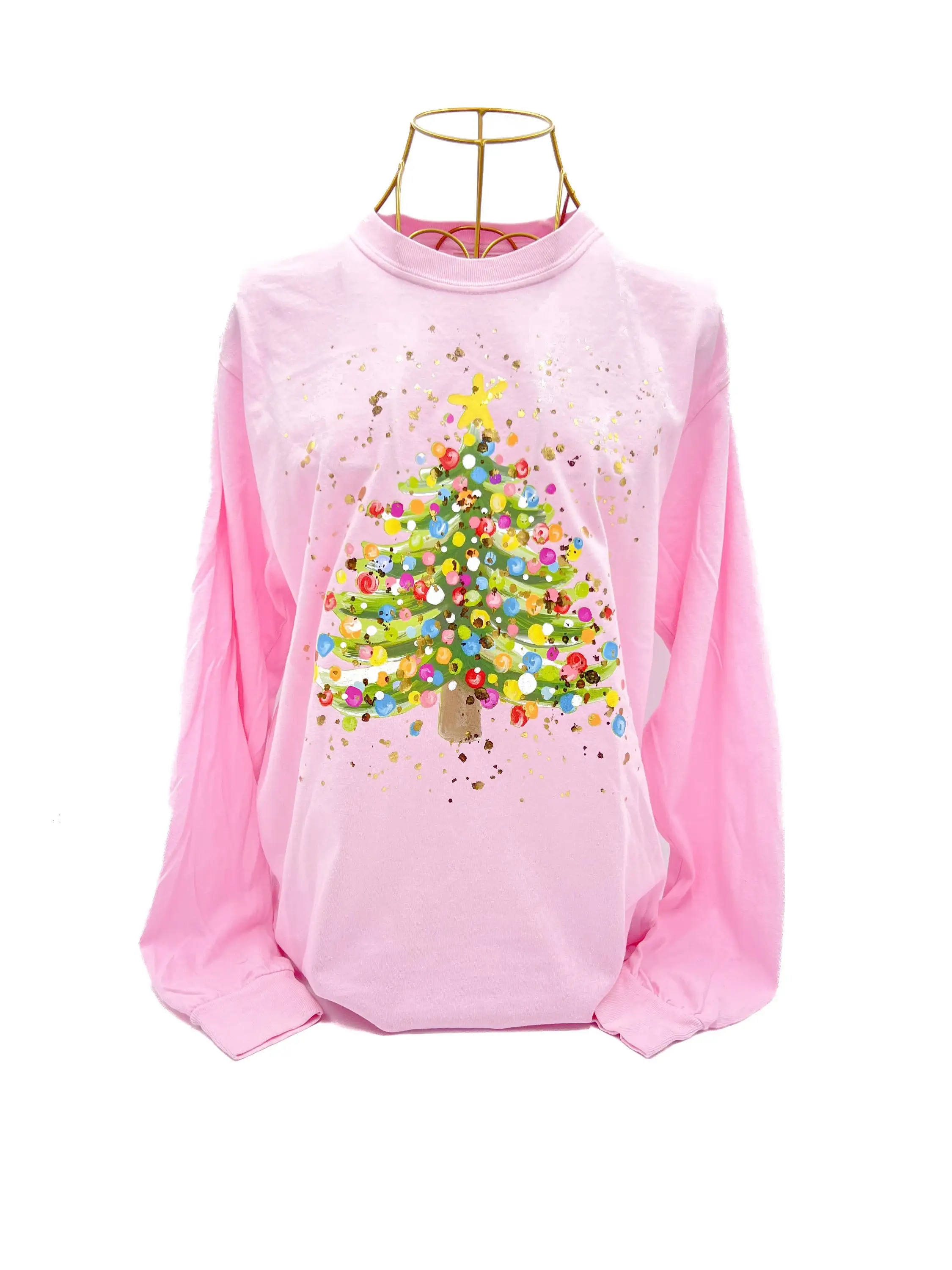 Rachel Brooks Design, LLC - Wholesale Shirt - Women's - Gold Foil Splatter Tree Long Sleeve Shirt - 7031