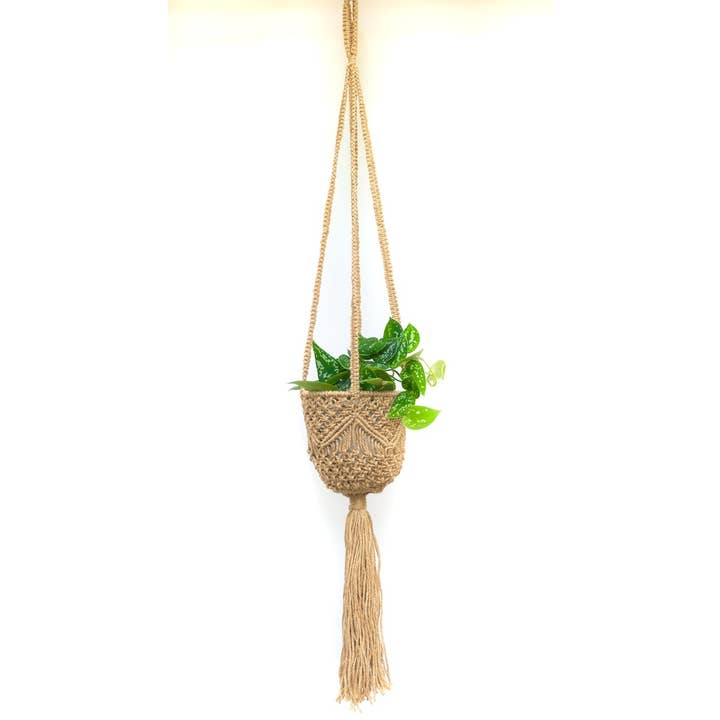 Creation Jute – wholesale Hanging planter – Macrame Jute Plant Hanger (Height: 39in, Pot size: 6x6in)