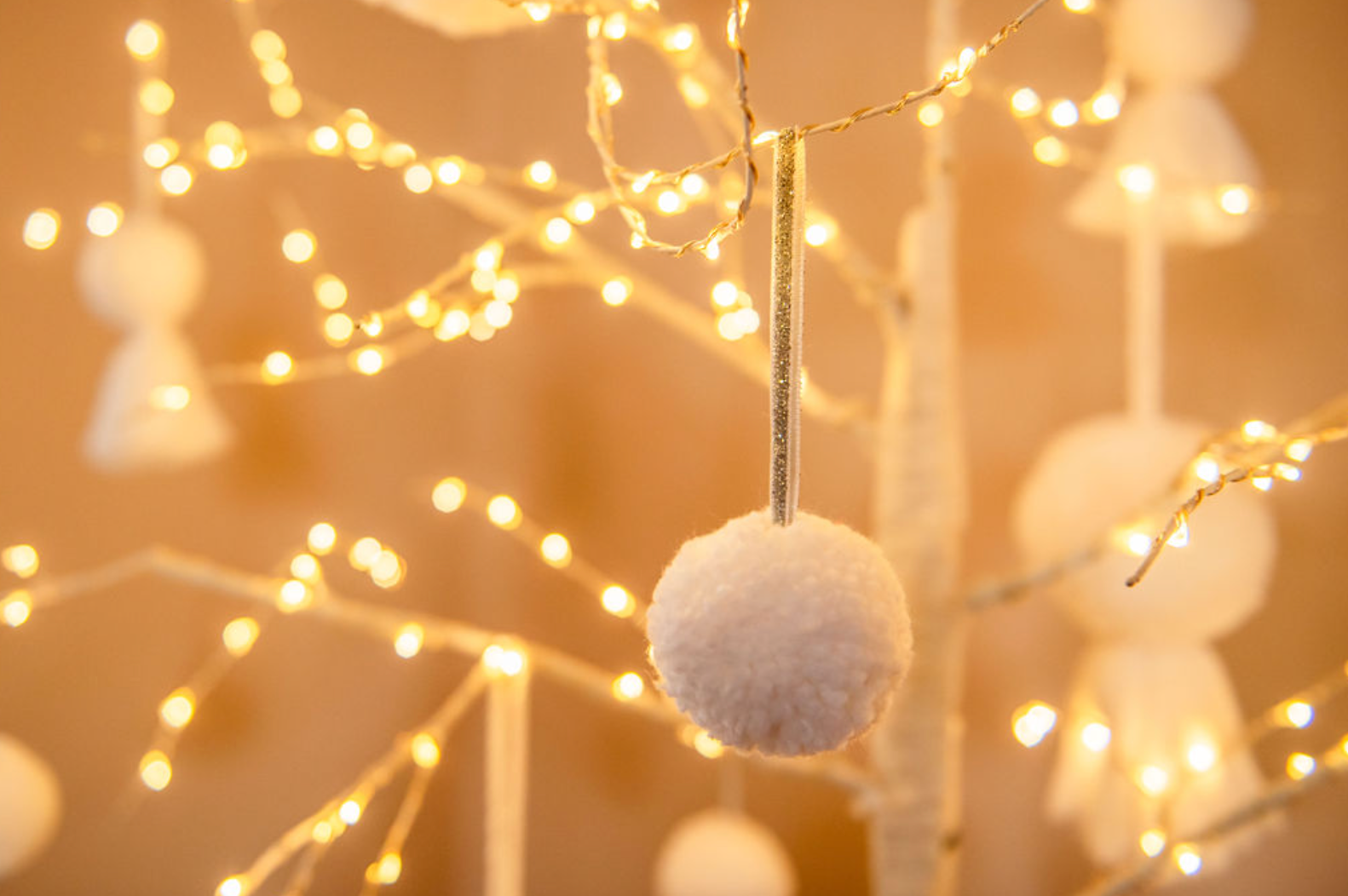 PomPom Galore - Vente Décoration de Noël - Lot de 6 pompons blancs pour boules de Noël5