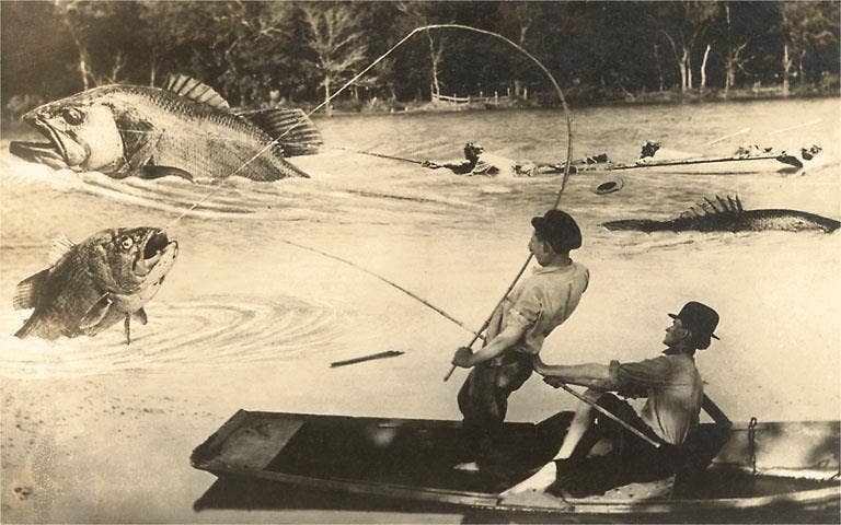 Found Image Press - Wholesale Sticker - Sticker FS-148 Fly Fisher with Giant Fish0