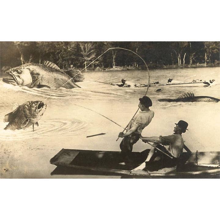 Found Image Press - Wholesale Sticker - Sticker FS-148 Fly Fisher with Giant Fish