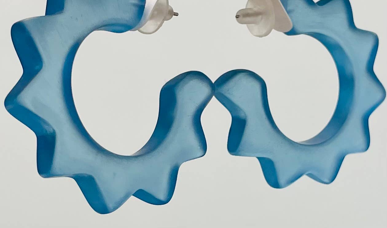 TWO FORTY TWO - Wholesale Hoop Earrings - CLASSIC - Retro Frosted Hoop (light blue) BER3182