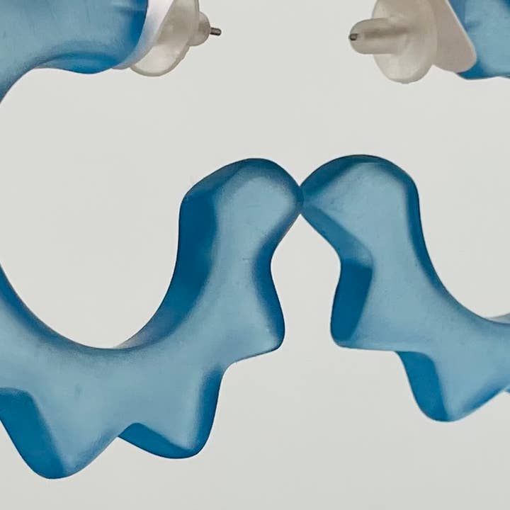 TWO FORTY TWO - Wholesale Hoop Earrings - CLASSIC - Retro Frosted Hoop (light blue) BER3182