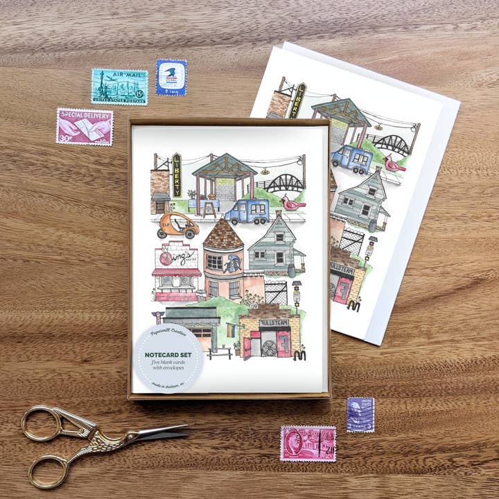 Durham Central Park District, North Carolina notecard set for wholesale by Papermill Creative